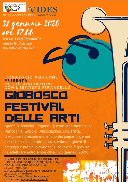 La II edizione del "Giobosco Festival delle arti" il 31 gennaio a Taranto.