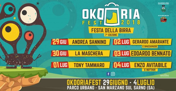 Okdoriafest 2018: domani grande inizio con l'apertura della Botte e il concerto di Andrea Sannino