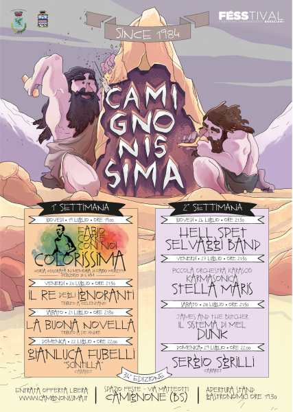 CAMIGNONISSIMA: al via giovedì 19 luglio a Camignone (BS) il festival "preistorico" con DUNK, STELLA MARIS, SGRILLI, SCINTILLA e altri