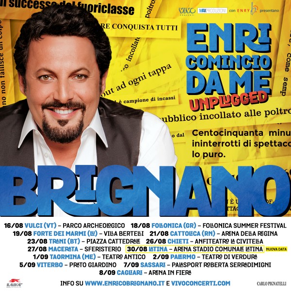 Al Tour Estivo  di Enrico Brignano si aggiunge una nuova data: giovedì 30 agosto Latina @ Arena Stadio Comunale