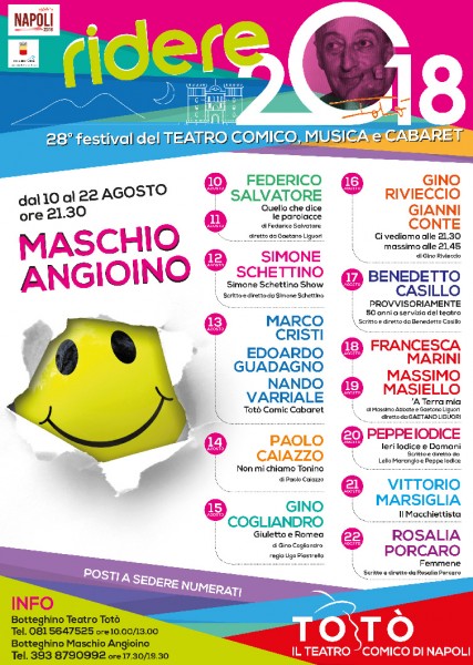 Ridere 2018 – 28° Festival del teatro comico, musica e cabaret per l’Estate al Maschio Angioino