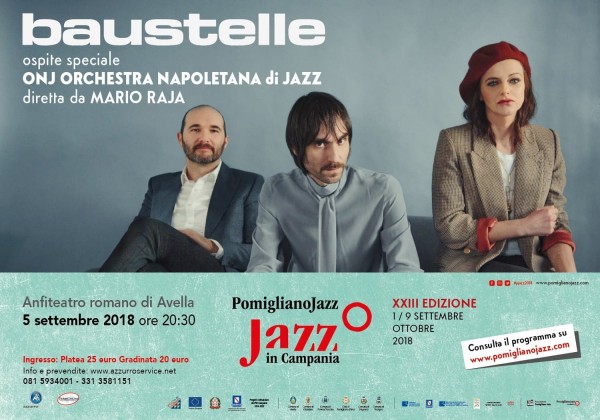 Al Pomigliano Jazz i Baustelle con l'Orchestra Napoletana di Jazz diretta da Mario Raja