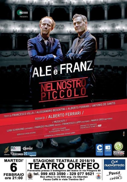 Ale & Franz in  “Nel nostro piccolo” al  Teatro Orfeo di Taranto