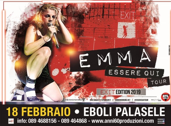 Emma “Essere Qui tour – exit edition 2019” al PalaSele di Eboli lunedì 18 febbario
