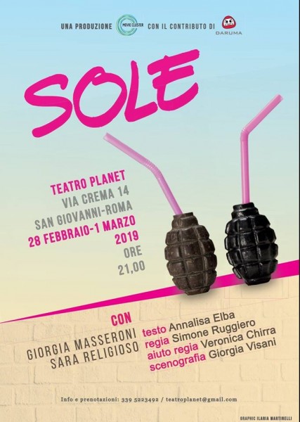 Sara Religioso e Giorgia Masseroni in "Sole" il 28 Febbraio e l'1 Marzo 2019 al Teatro Planet di Roma