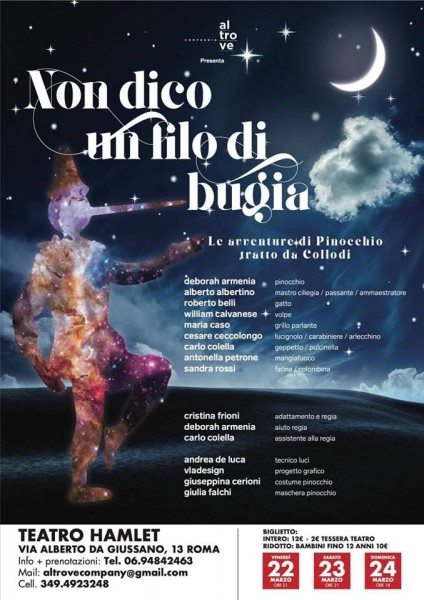 “Non dico un filo di bugia” uno spettacolo senza età sulla favola di Pinocchio al teatro Hamlet di Roma