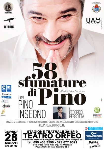 Pino Insegno in  “58 sfumature di Pino” con Federico Perrotta al Teatro Orfeo di Taranto