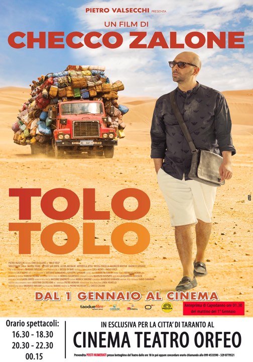 "Tolo Tolo" in anteprima il nuovo film di Checco Zalone al Teatro Orfeo di Taranto.